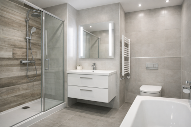 Модерна баня с душ кабина